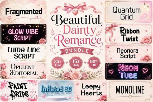 Beautiful Dainty Romance Font Bundle for Business Branding